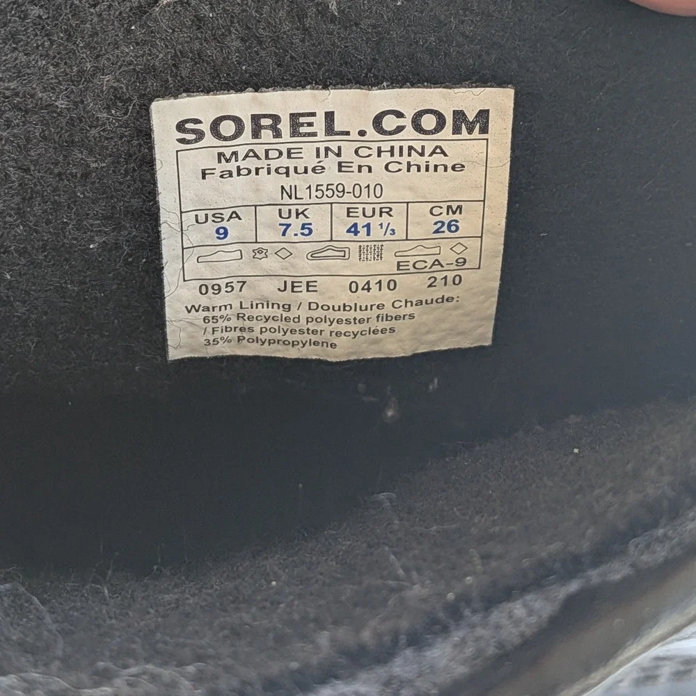 Sorel Dahlia Waterproof Patent Leather Mid Calf‎ Lace Up Snow Boots Black US 9